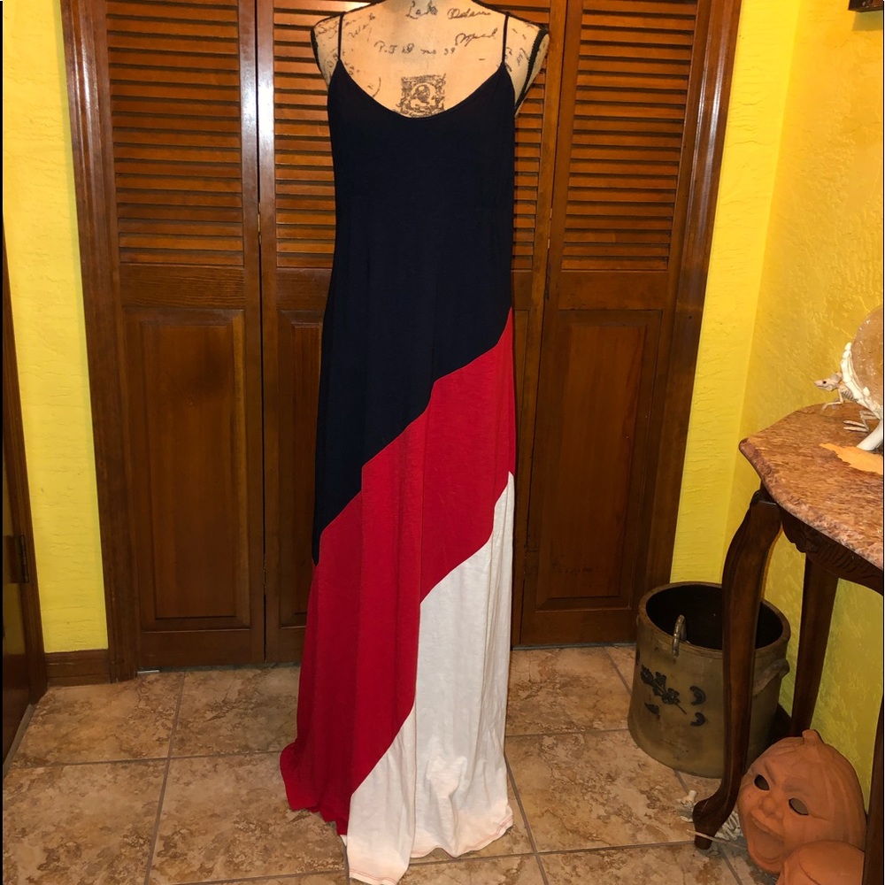 Blue, Red & White Maxi Dress